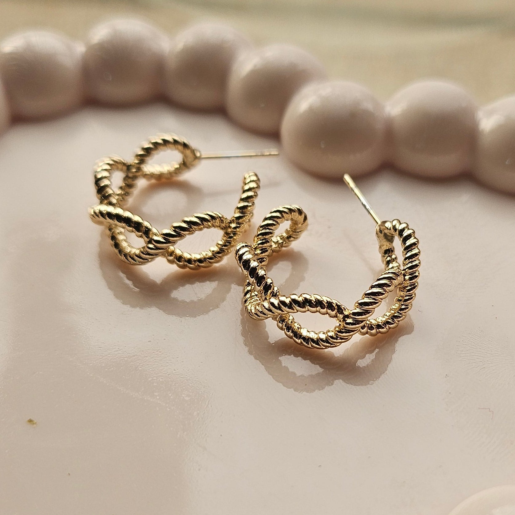 Gold Interlinked Hoop Earrings