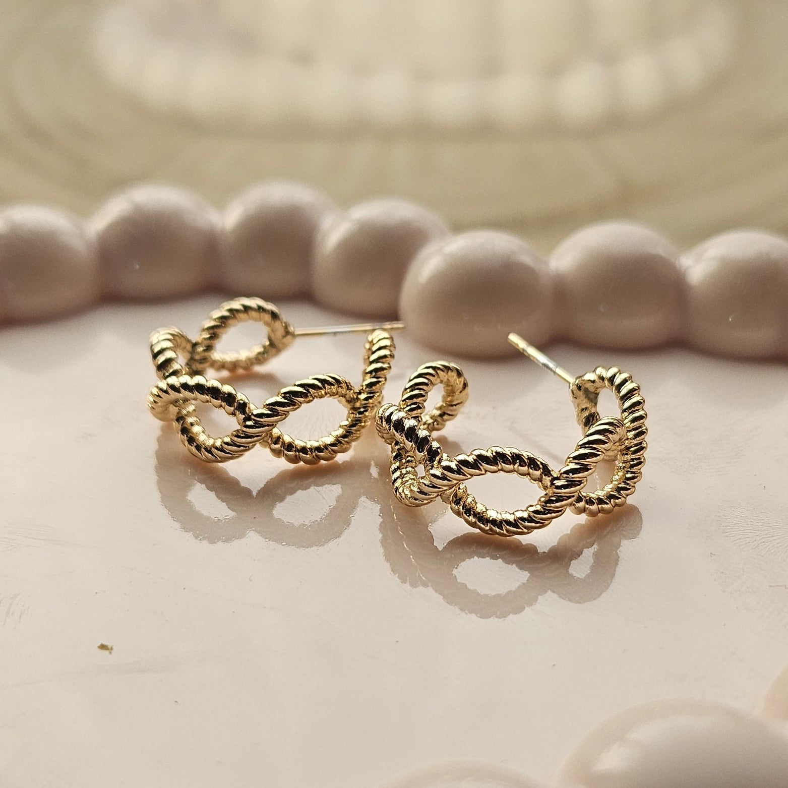 Gold Interlinked Hoop Earrings