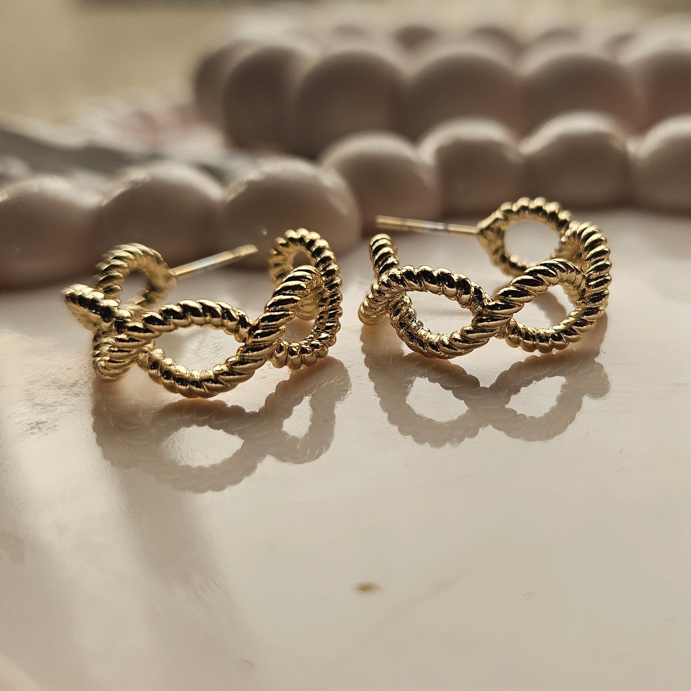 Gold Interlinked Hoop Earrings