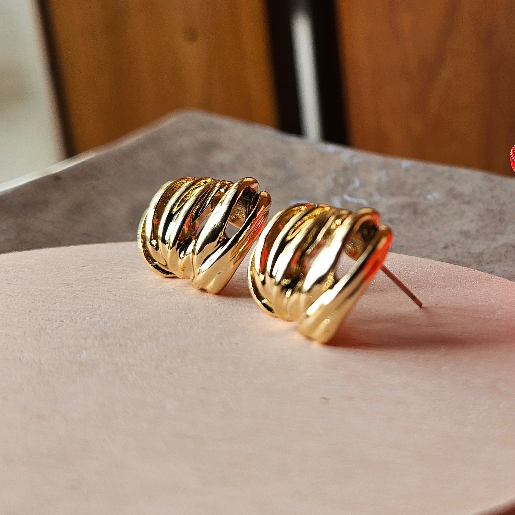 Gold Layered Stud Earrings