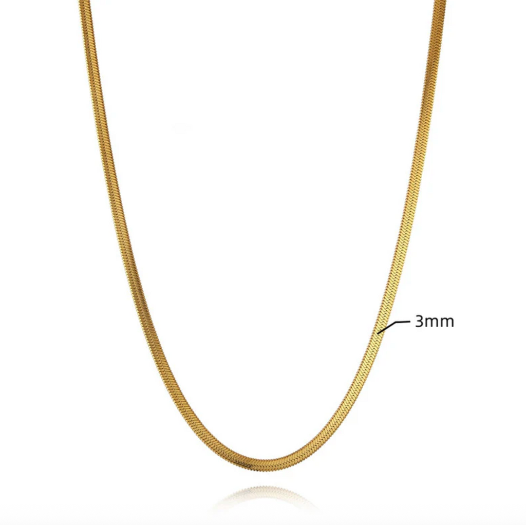Gold Plated Anti Tarnish Stainless Steel Flat Snake Chain Necklace