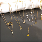 Gold Plated Butterfly inspired Set of 5 Layered Necklace For Women