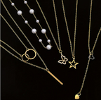 Gold Plated Butterfly inspired Set of 5 Layered Necklace For Women