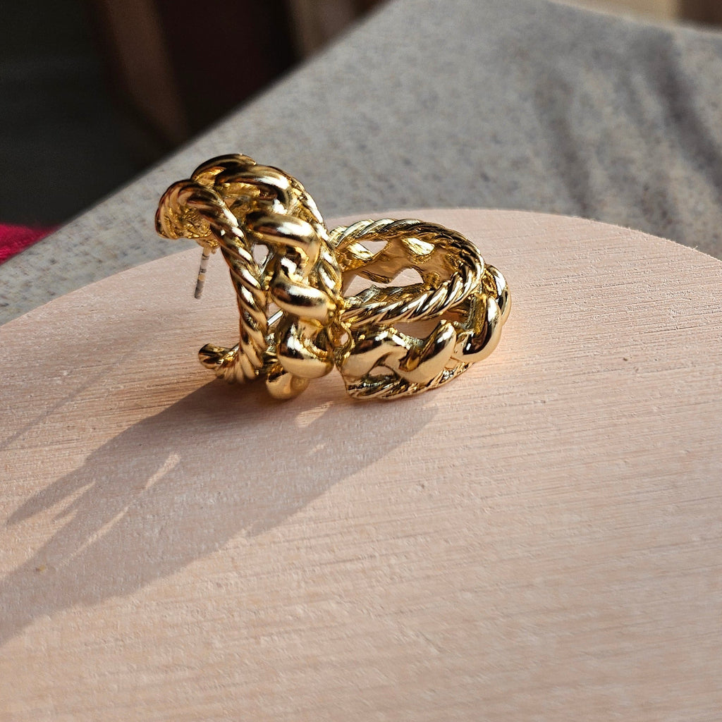 Gold Rope Hoop Earrings