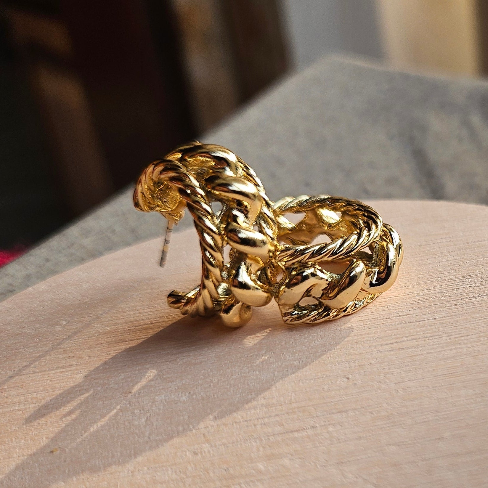 Gold Rope Hoop Earrings
