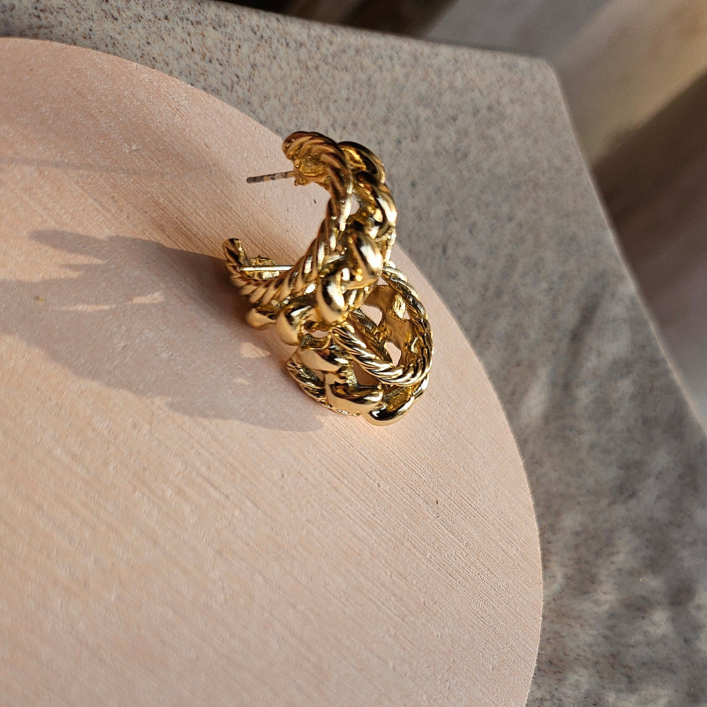 Gold Rope Hoop Earrings