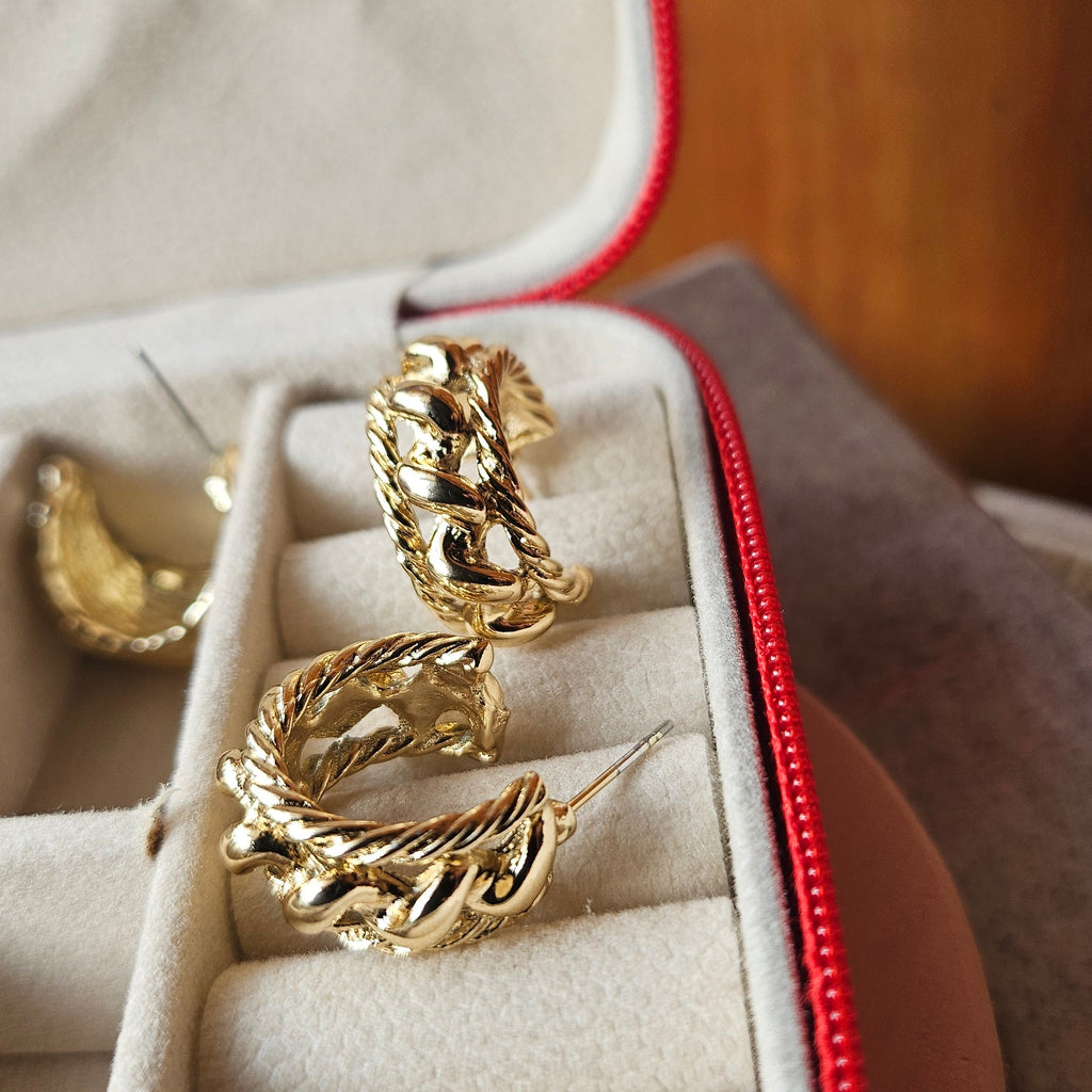 Gold Rope Hoop Earrings
