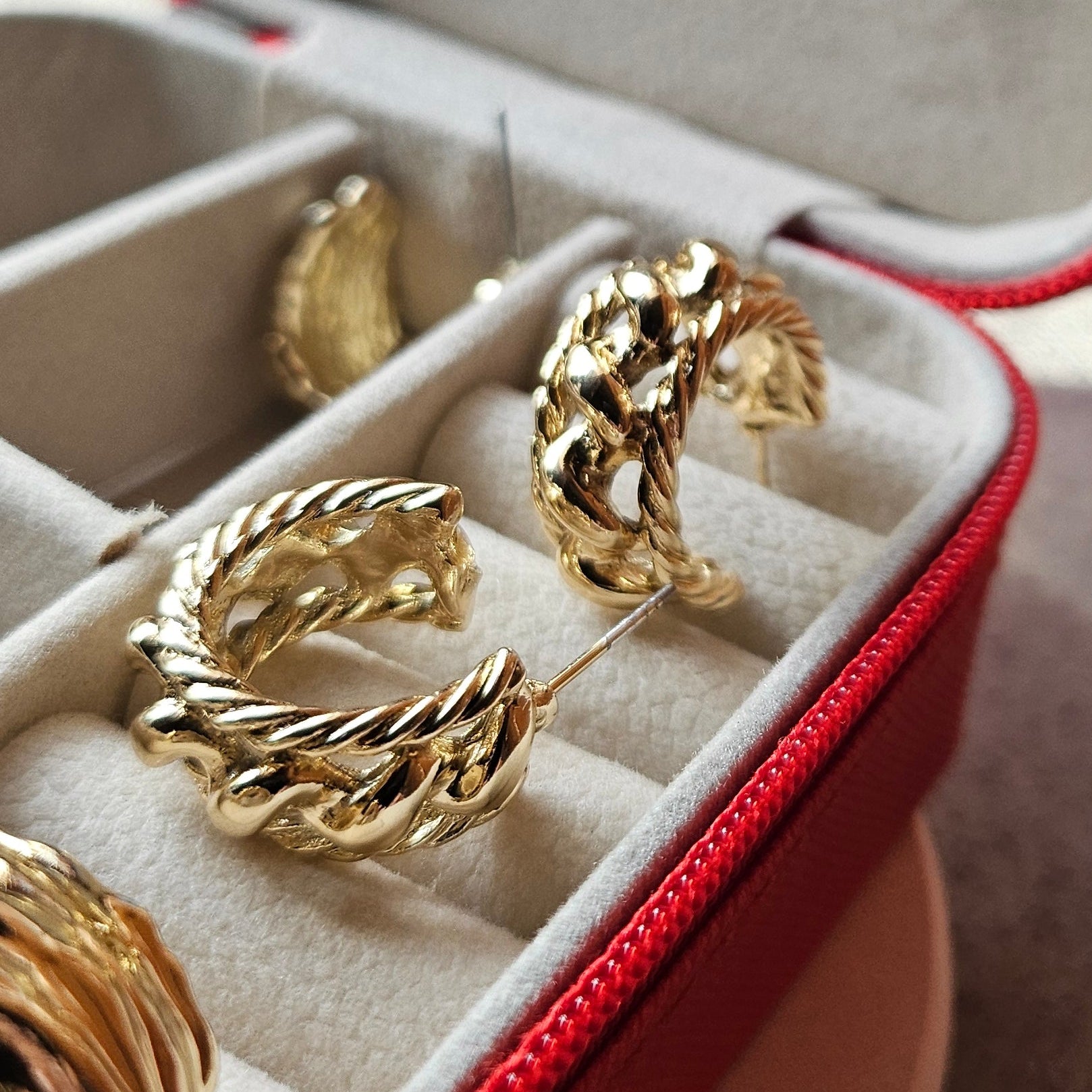 Gold Rope Hoop Earrings