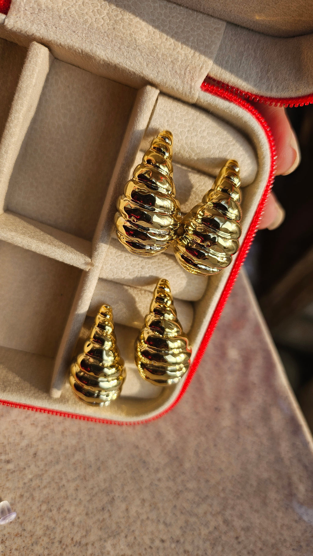 Gold Sculpted Cone Stud Earrings