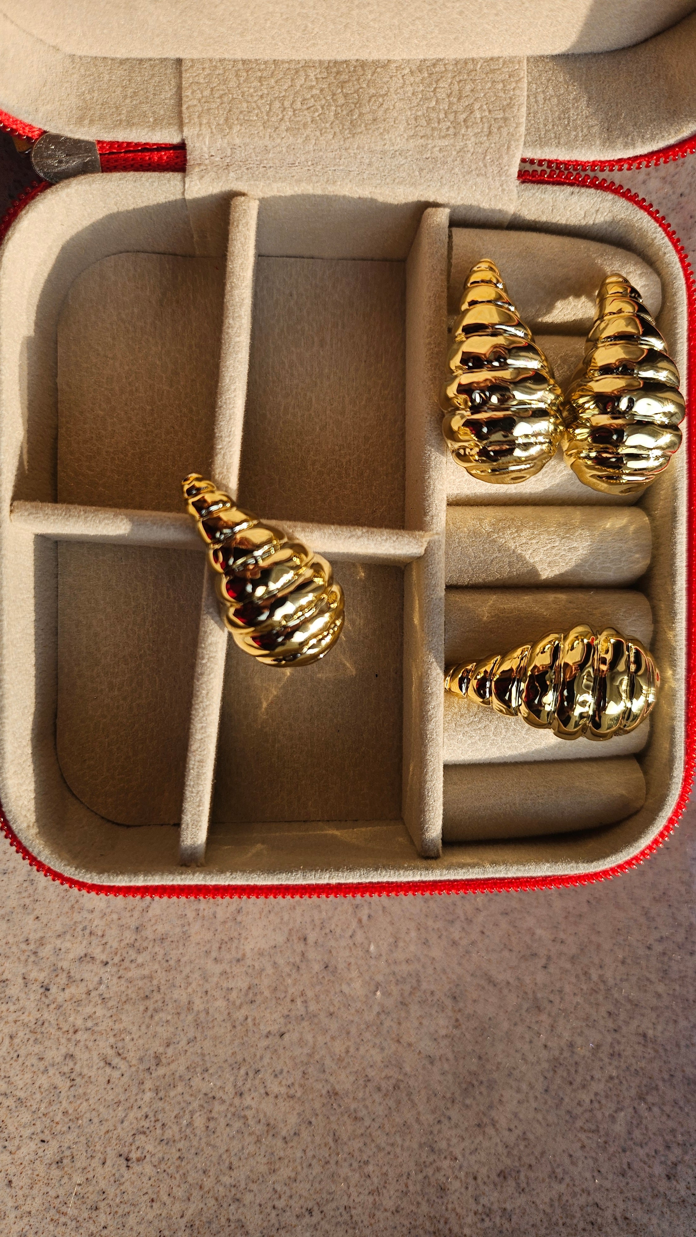 Gold Sculpted Cone Stud Earrings