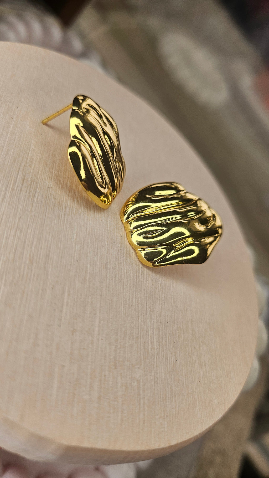 Gold Sculpted Stud Earrings