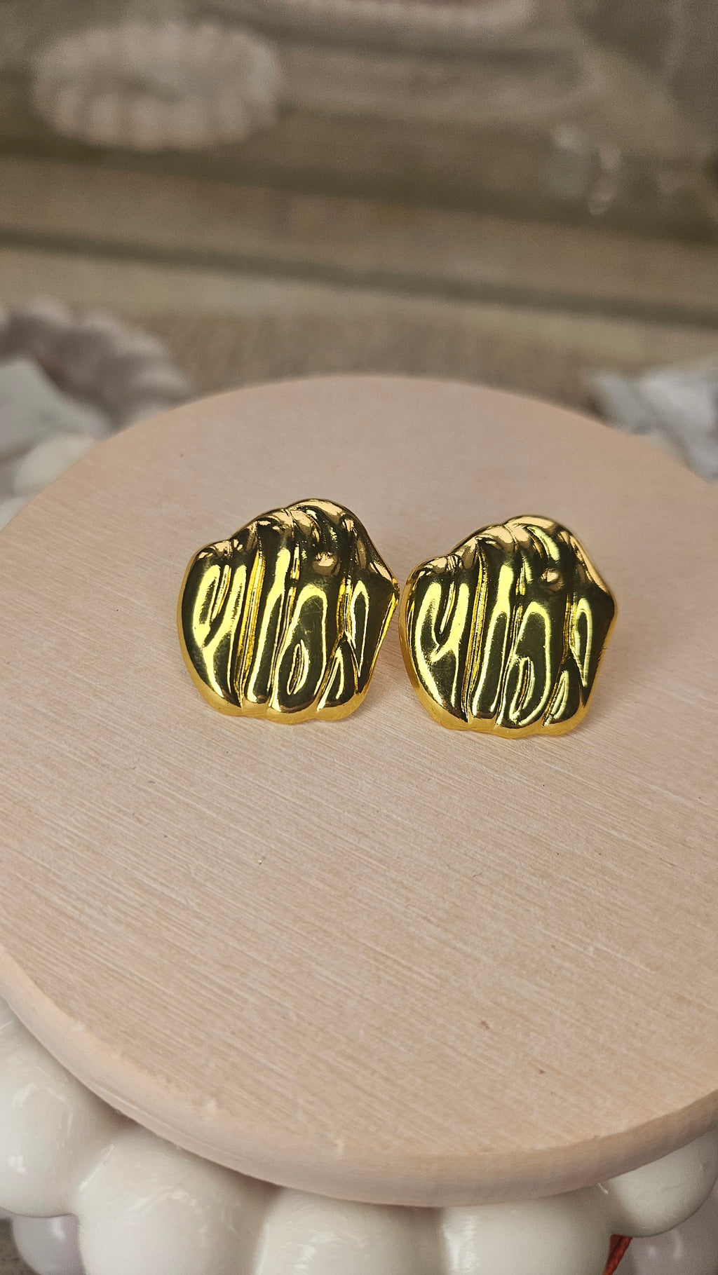 Gold Sculpted Stud Earrings