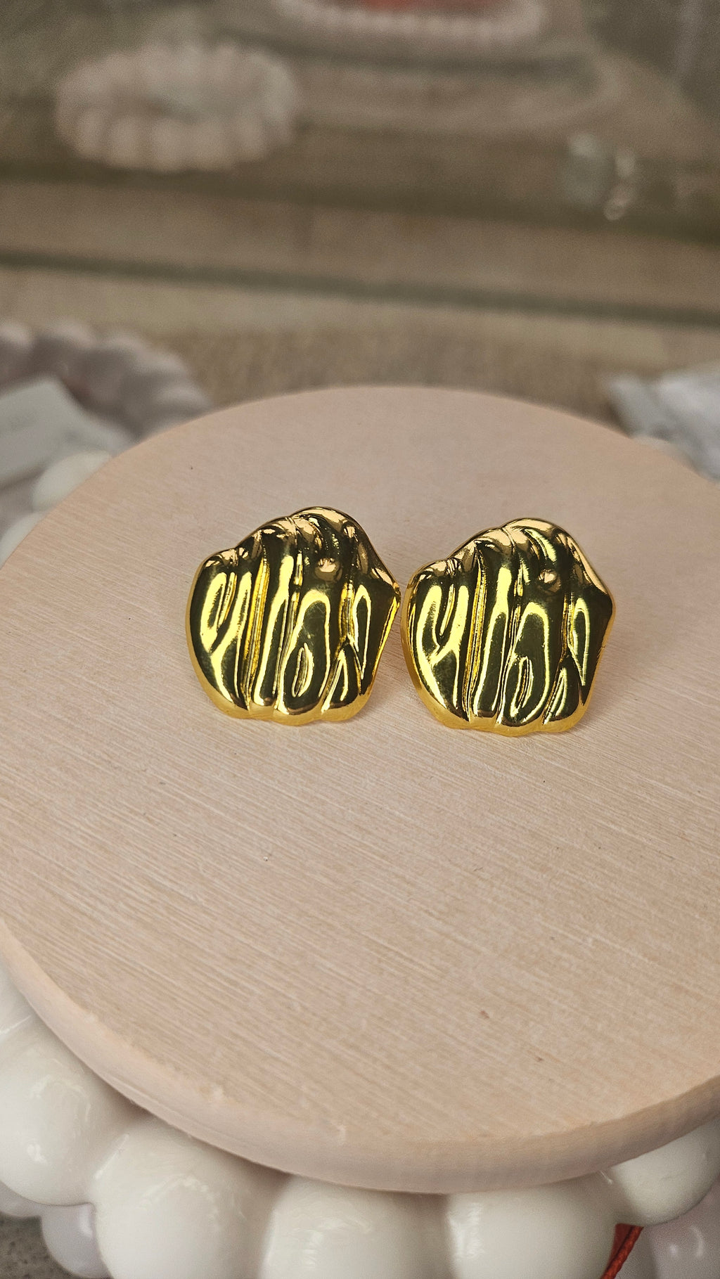 Gold Sculpted Stud Earrings