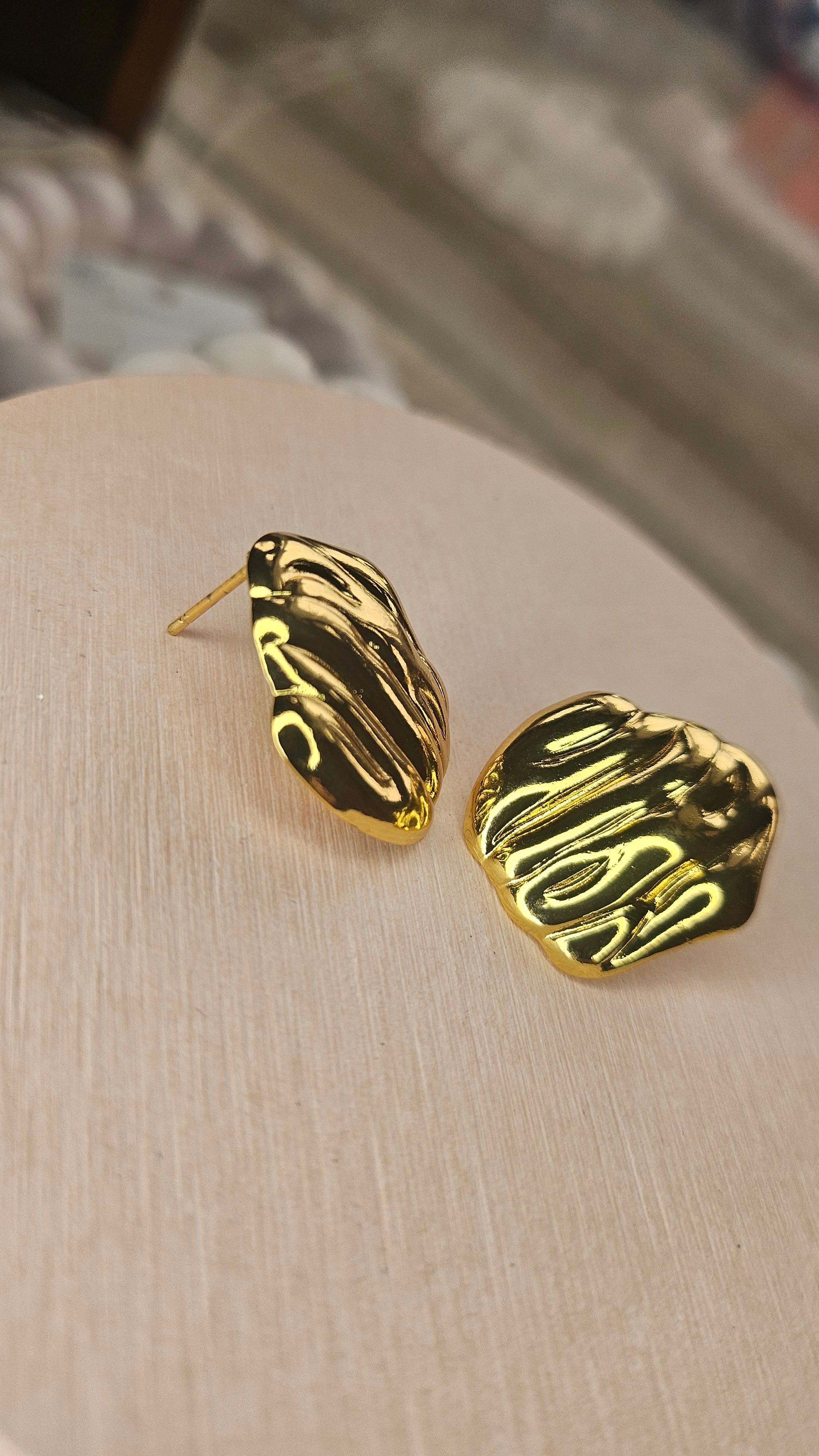 Gold Sculpted Stud Earrings