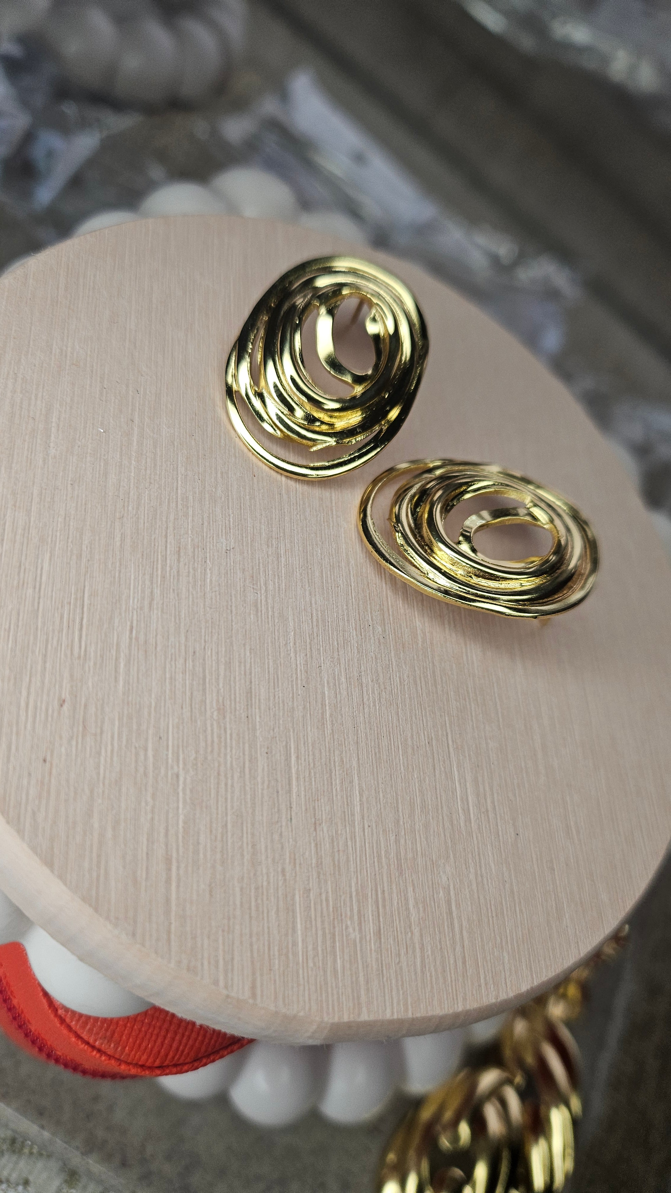 Gold Swirl Stud Earrings