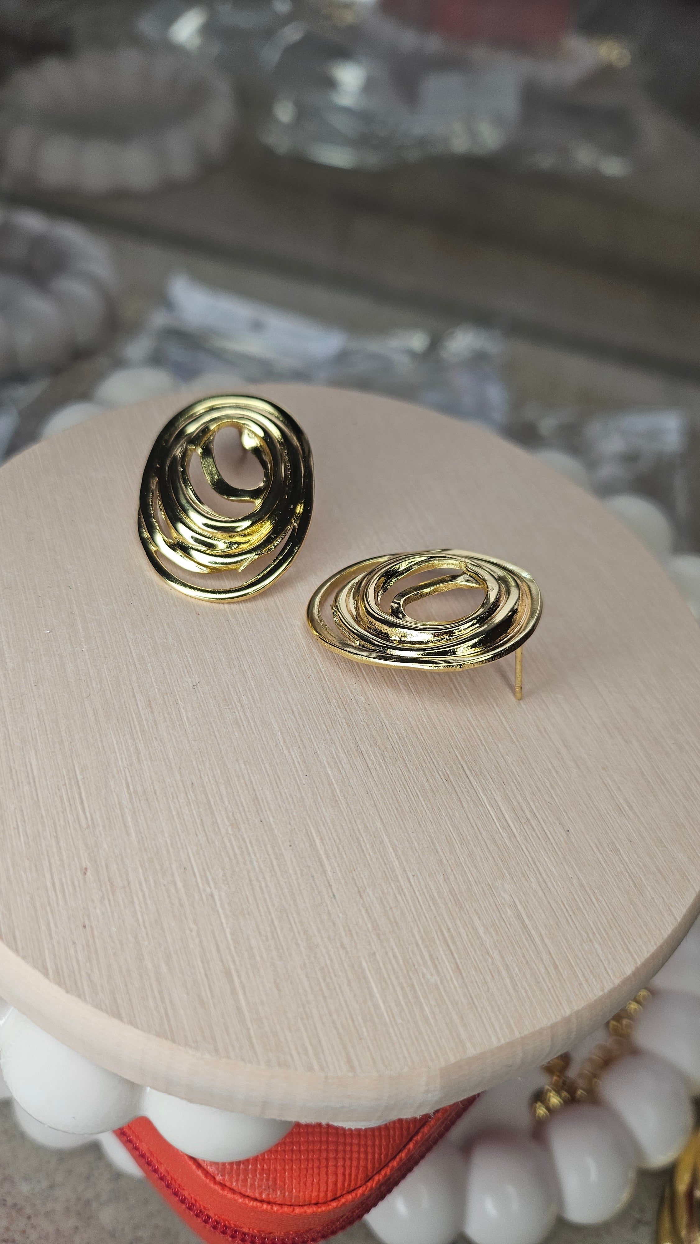 Gold Swirl Stud Earrings
