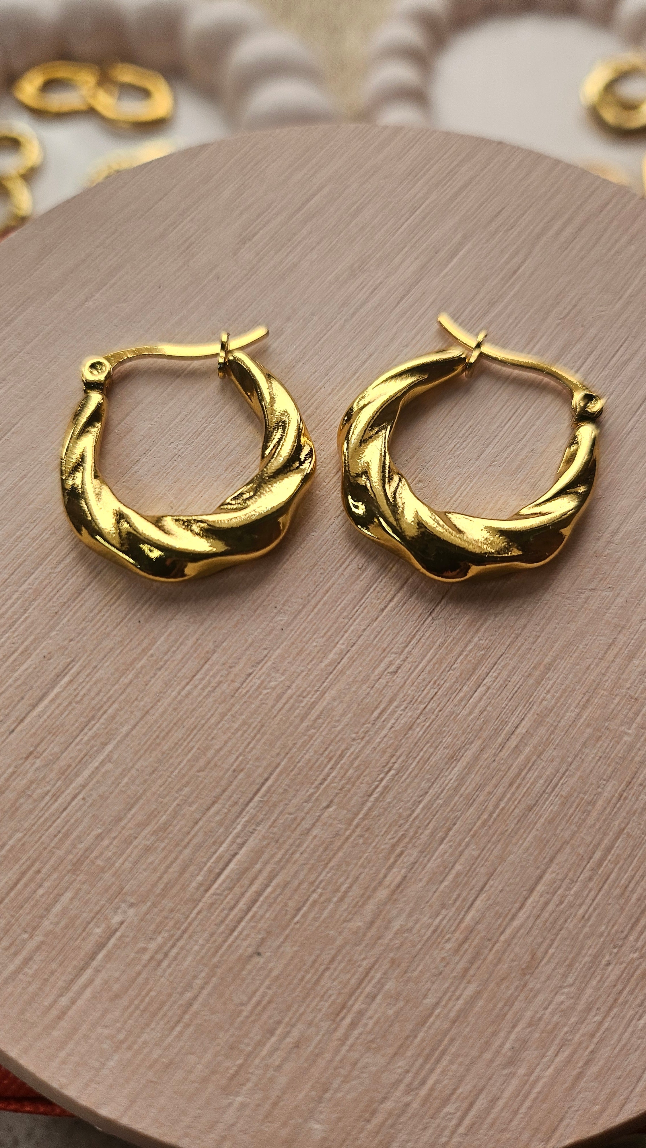 Gold Twisted Hoop Earrings