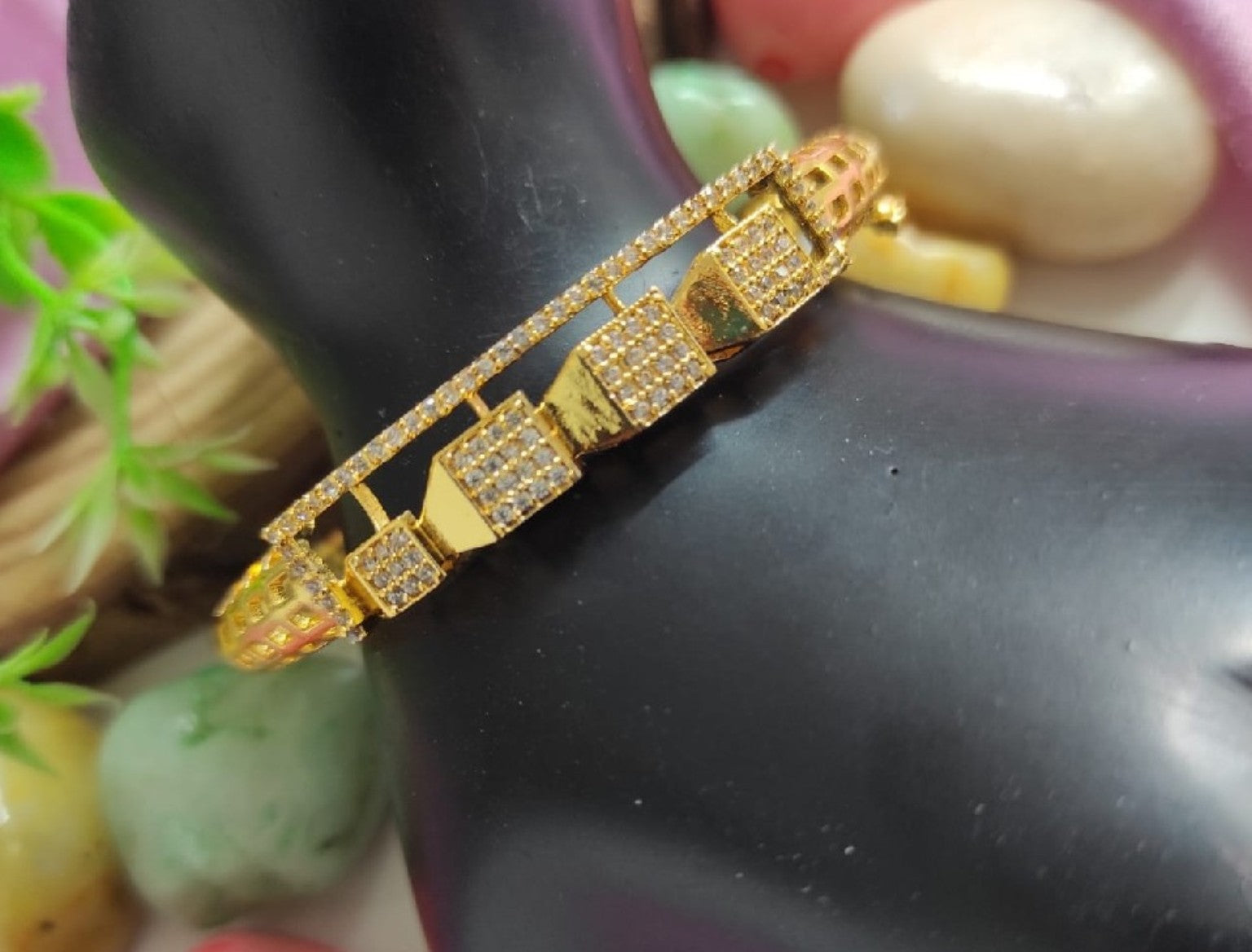 Golden American Diamond Openable Kada Bracelet