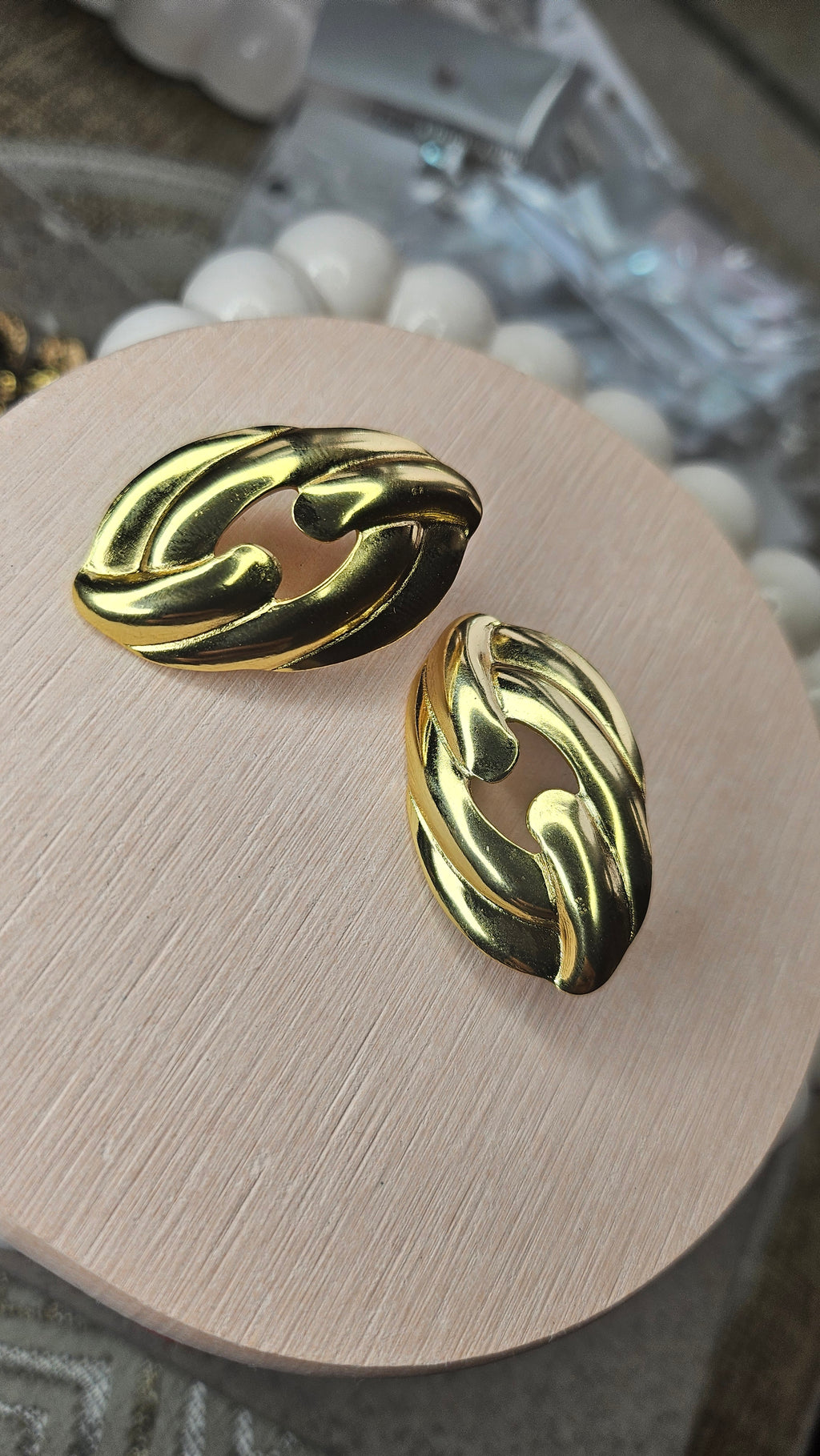 Golden Aura Sculpted Stud Earrings