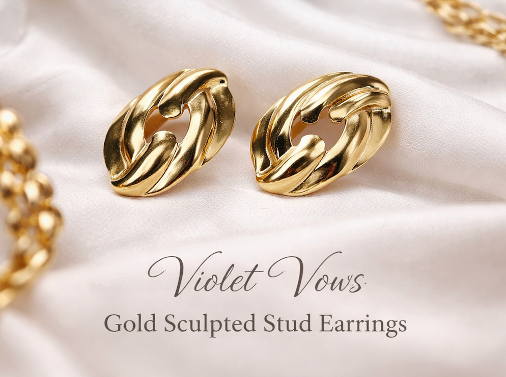 Golden Aura Sculpted Stud Earrings