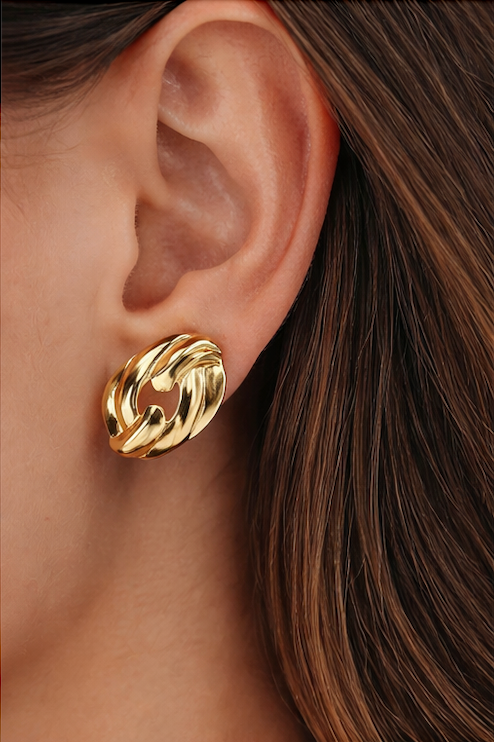Golden Aura Sculpted Stud Earrings