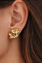 Golden Aura Sculpted Stud Earrings