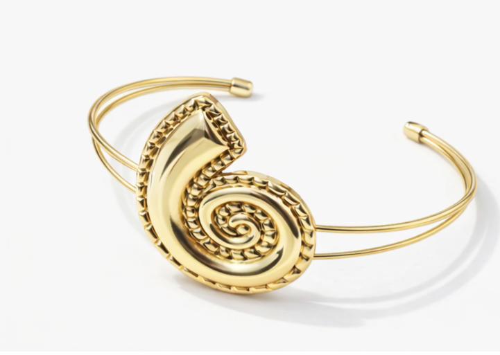 Golden Aura Spiral Cuff Bracelet | Violet Vows