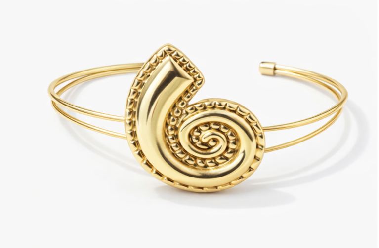 Golden Aura Spiral Cuff Bracelet | Violet Vows