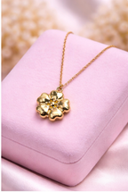 Golden Bloom Floral Pendant Necklace | Violet Vows