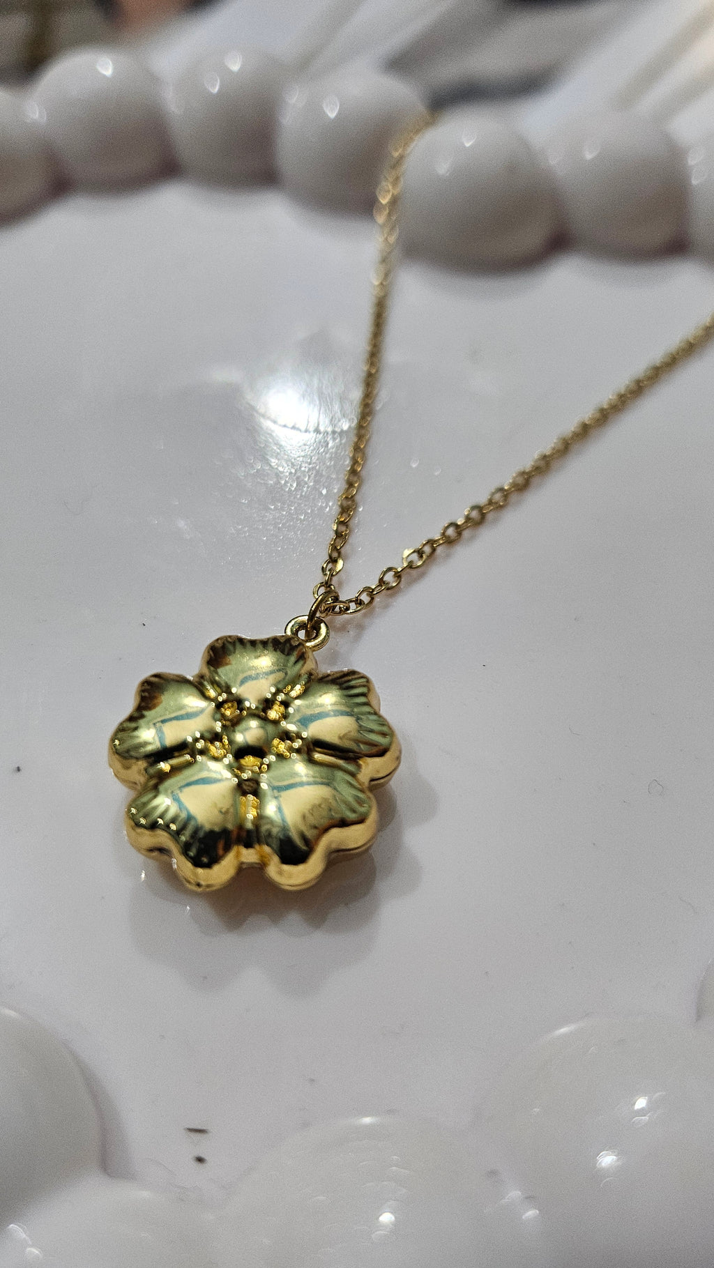 Golden Bloom Floral Pendant Necklace | Violet Vows