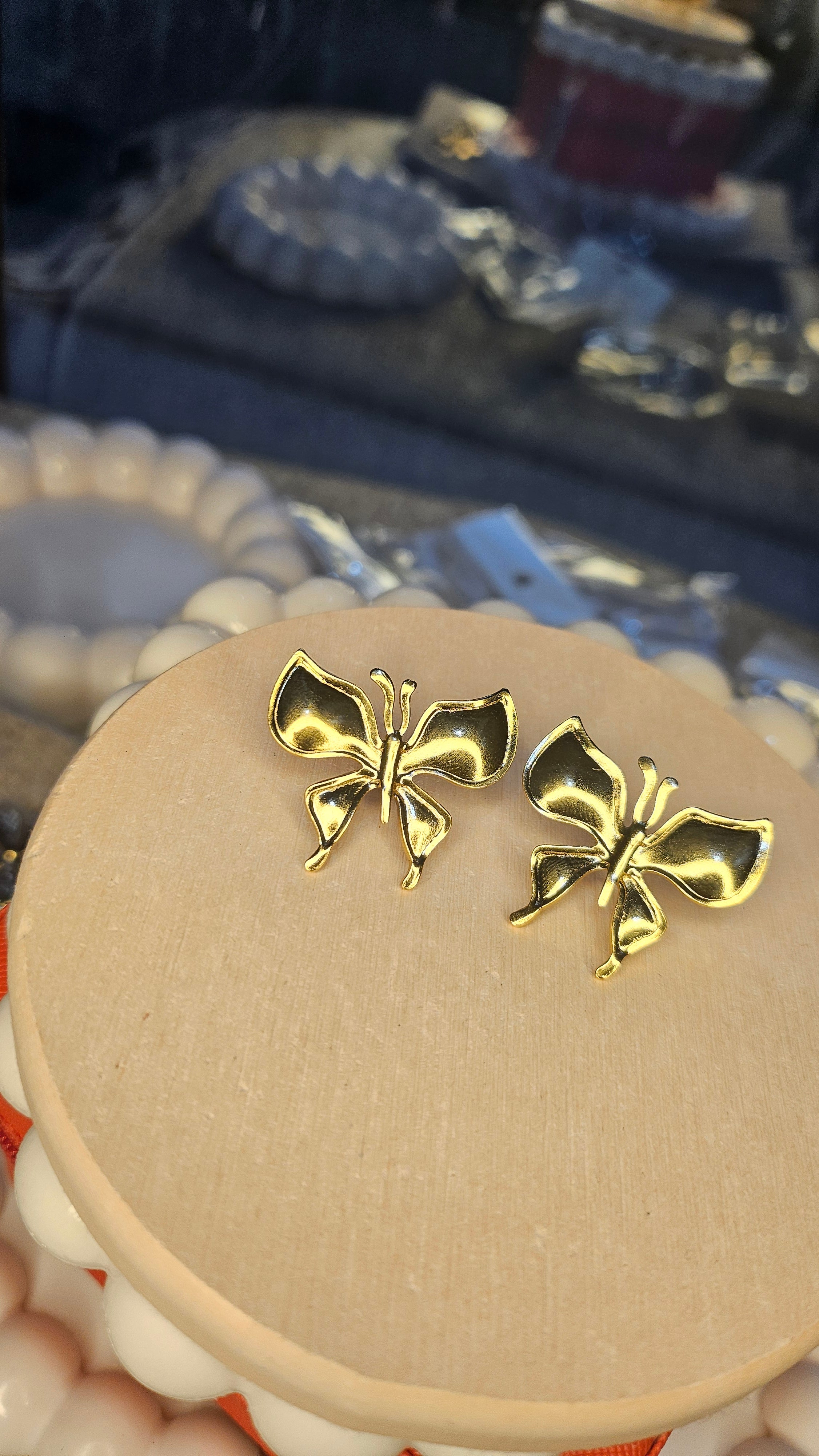 Golden Butterfly Stud Earrings