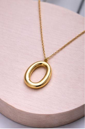 Golden Oval Aura Necklace | Minimal Gold Pendant Necklace for Women