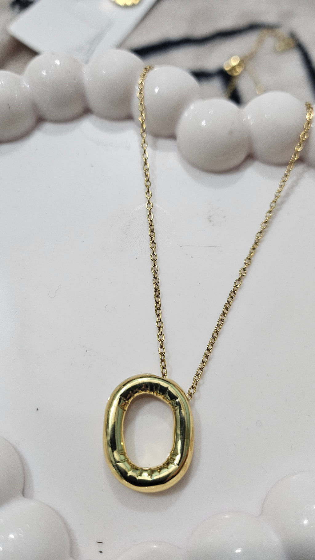 Golden Oval Aura Necklace | Minimal Gold Pendant Necklace for Women