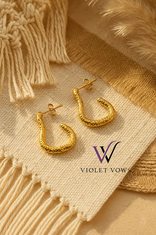 Golden Ripple Hoops