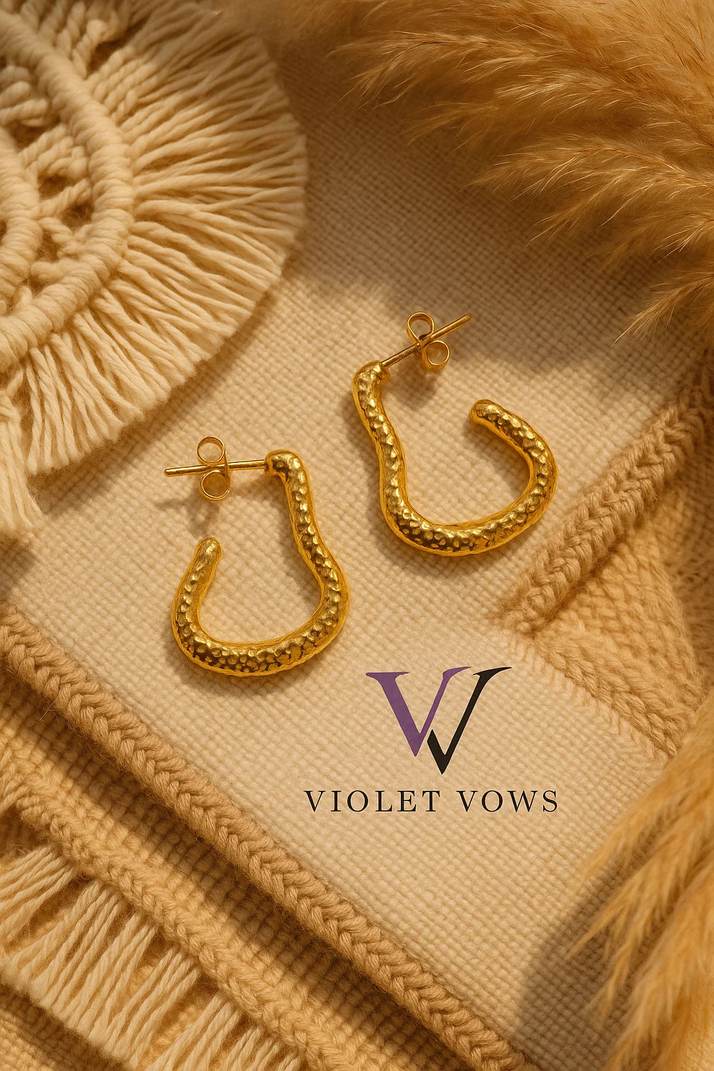 Golden Ripple Hoops