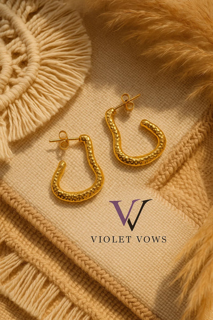 Golden Ripple Hoops