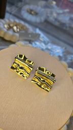 Golden Ripple Sculpted Stud Earrings