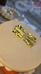 Golden Ripple Sculpted Stud Earrings