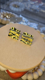 Golden Ripple Sculpted Stud Earrings