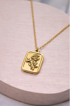 Golden Rose Square Pendant Necklace for Women – Anti-Tarnish Imitation Jewellery