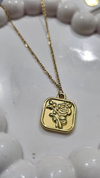 Golden Rose Square Pendant Necklace for Women – Anti-Tarnish Imitation Jewellery
