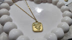 Golden Rose Square Pendant Necklace for Women – Anti-Tarnish Imitation Jewellery