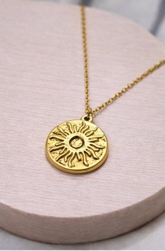 Golden Sol Sunburst Pendant Necklace