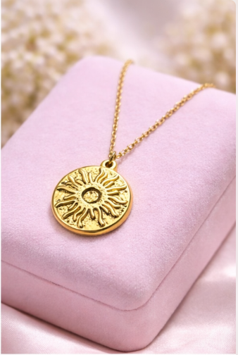Golden Sol Sunburst Pendant Necklace