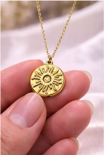 Golden Sol Sunburst Pendant Necklace