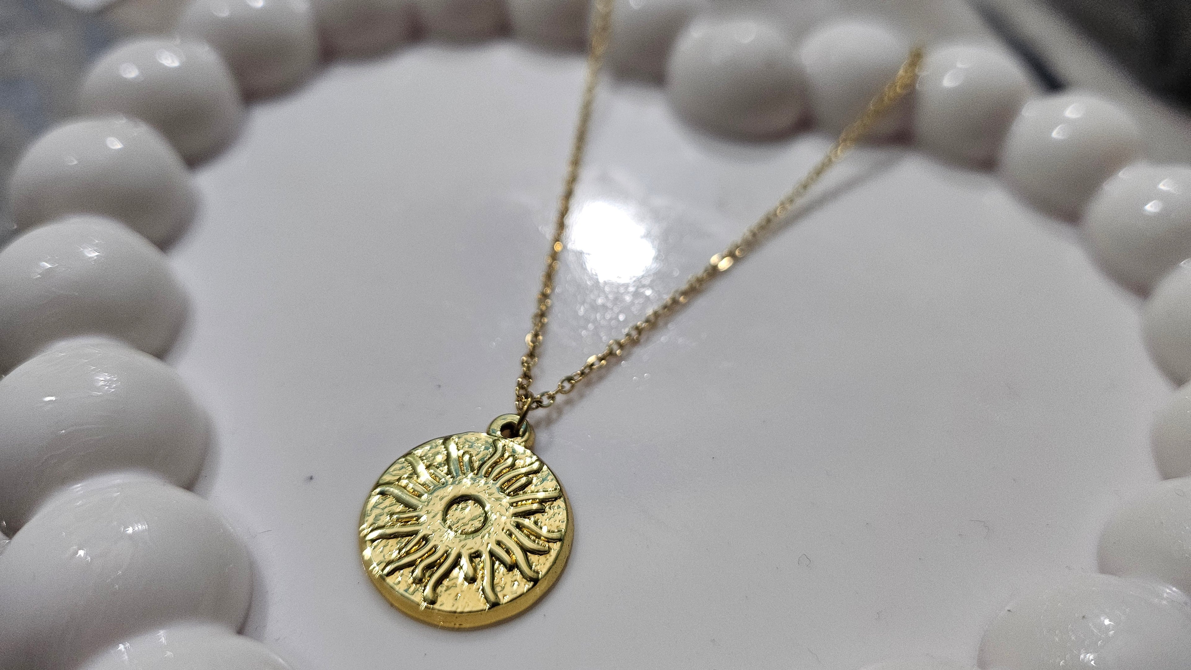 Golden Sol Sunburst Pendant Necklace