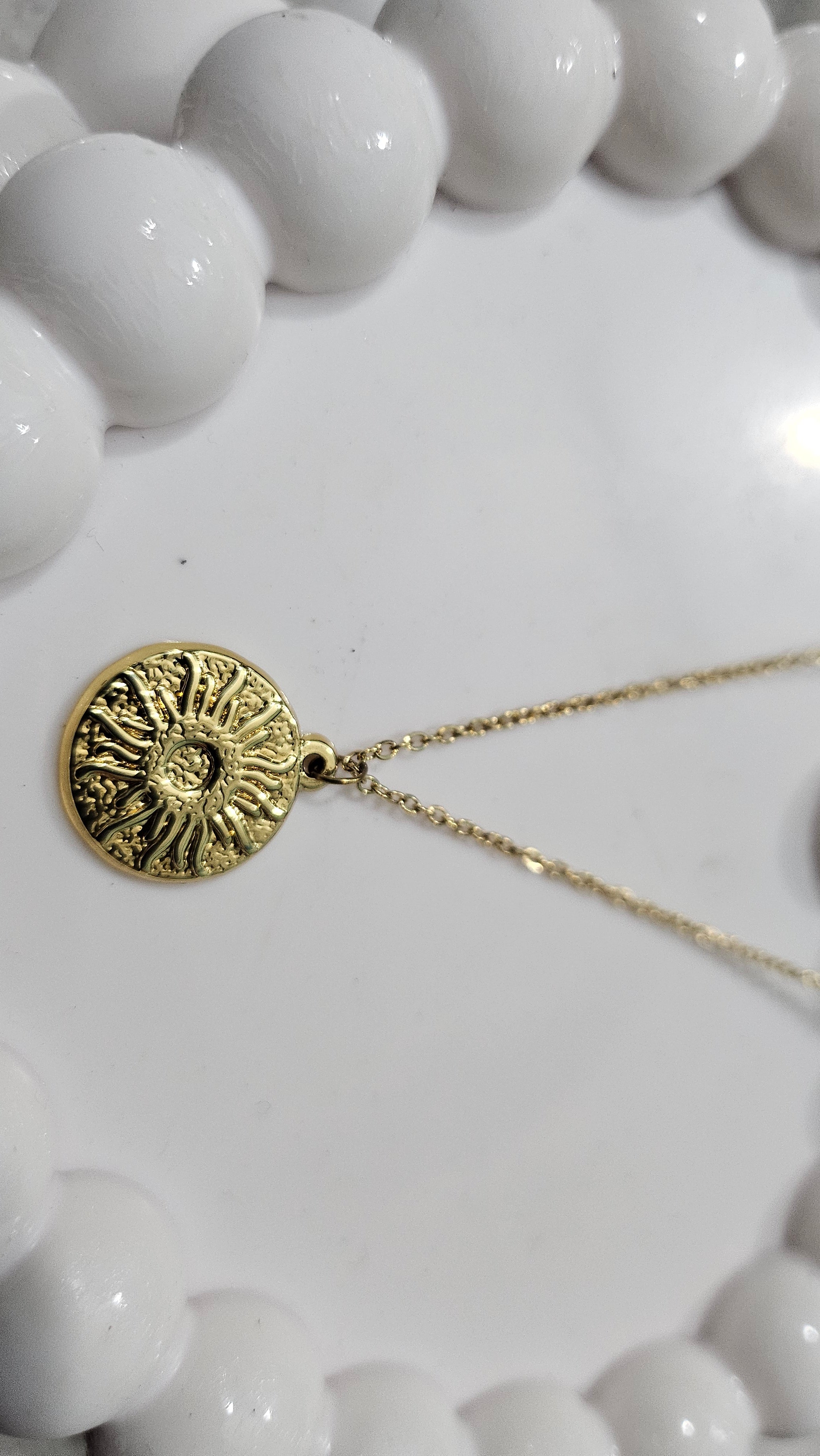 Golden Sol Sunburst Pendant Necklace