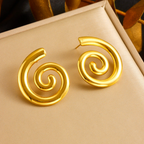 Golden Spiral Studs - 3D Sculptural Design | Modern Gold Earrings