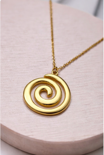 Golden Spiral Swirl Pendant Necklace