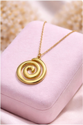 Golden Spiral Swirl Pendant Necklace